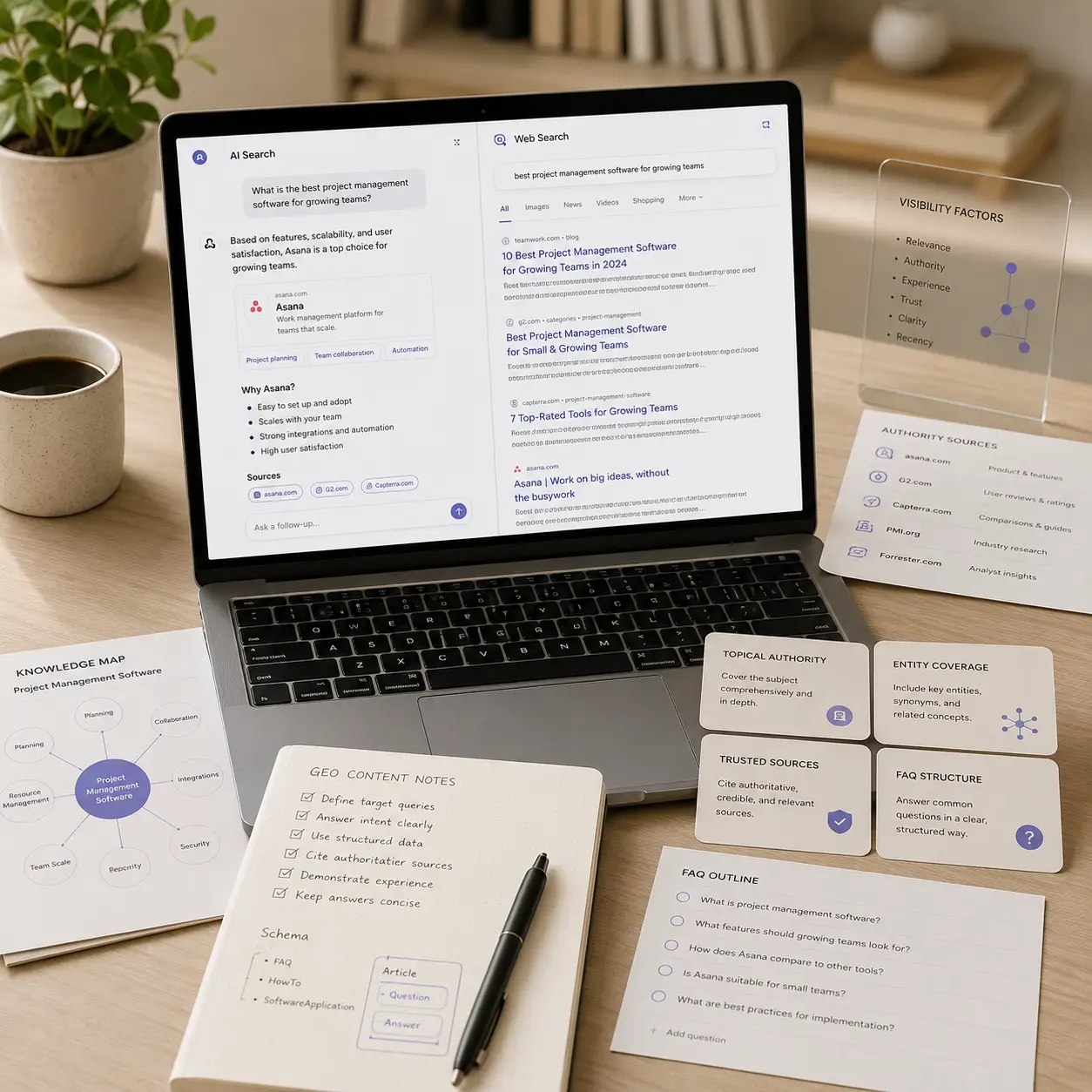 AI search optimization and answer engine visibility interface