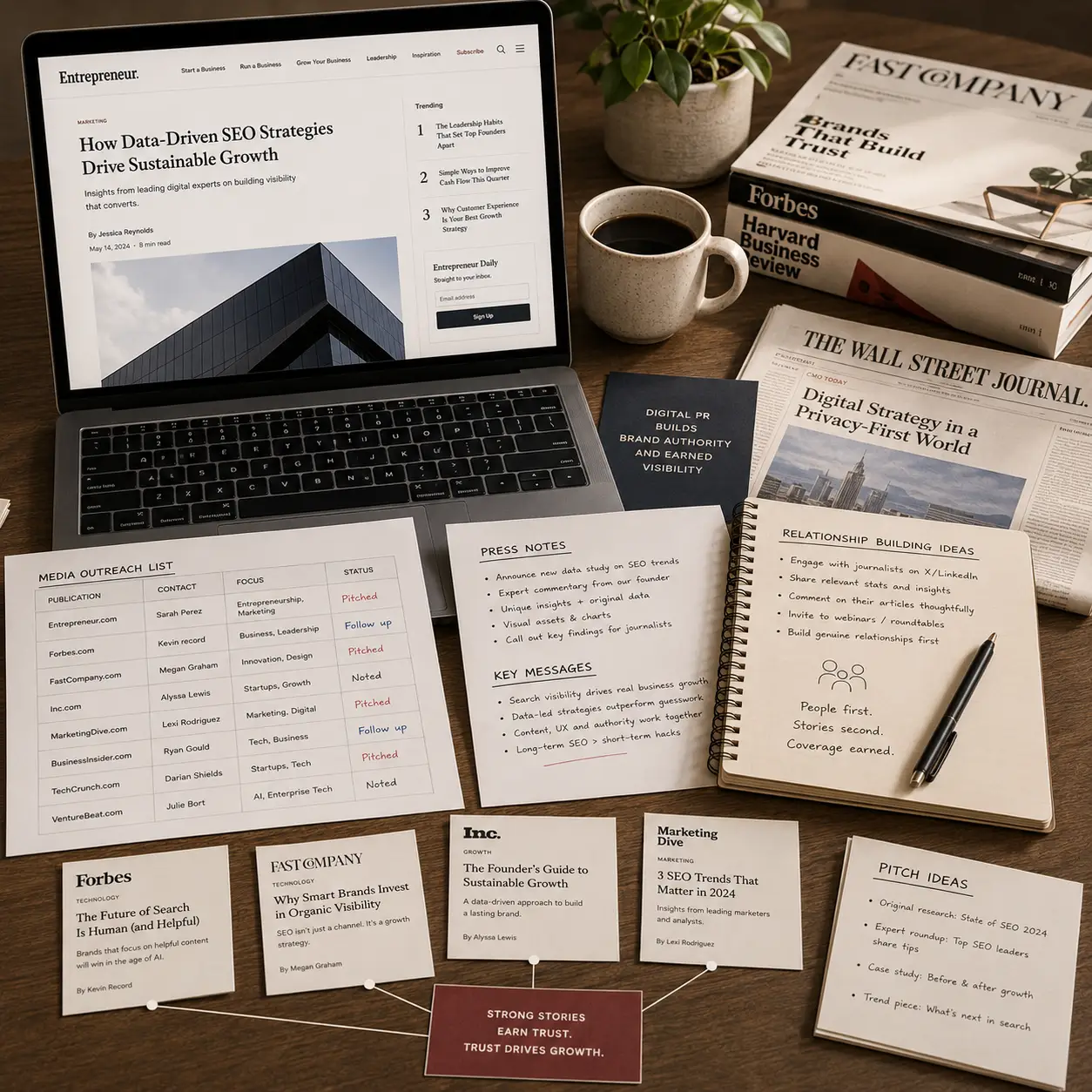 Digital PR authority and brand mention growth visuals