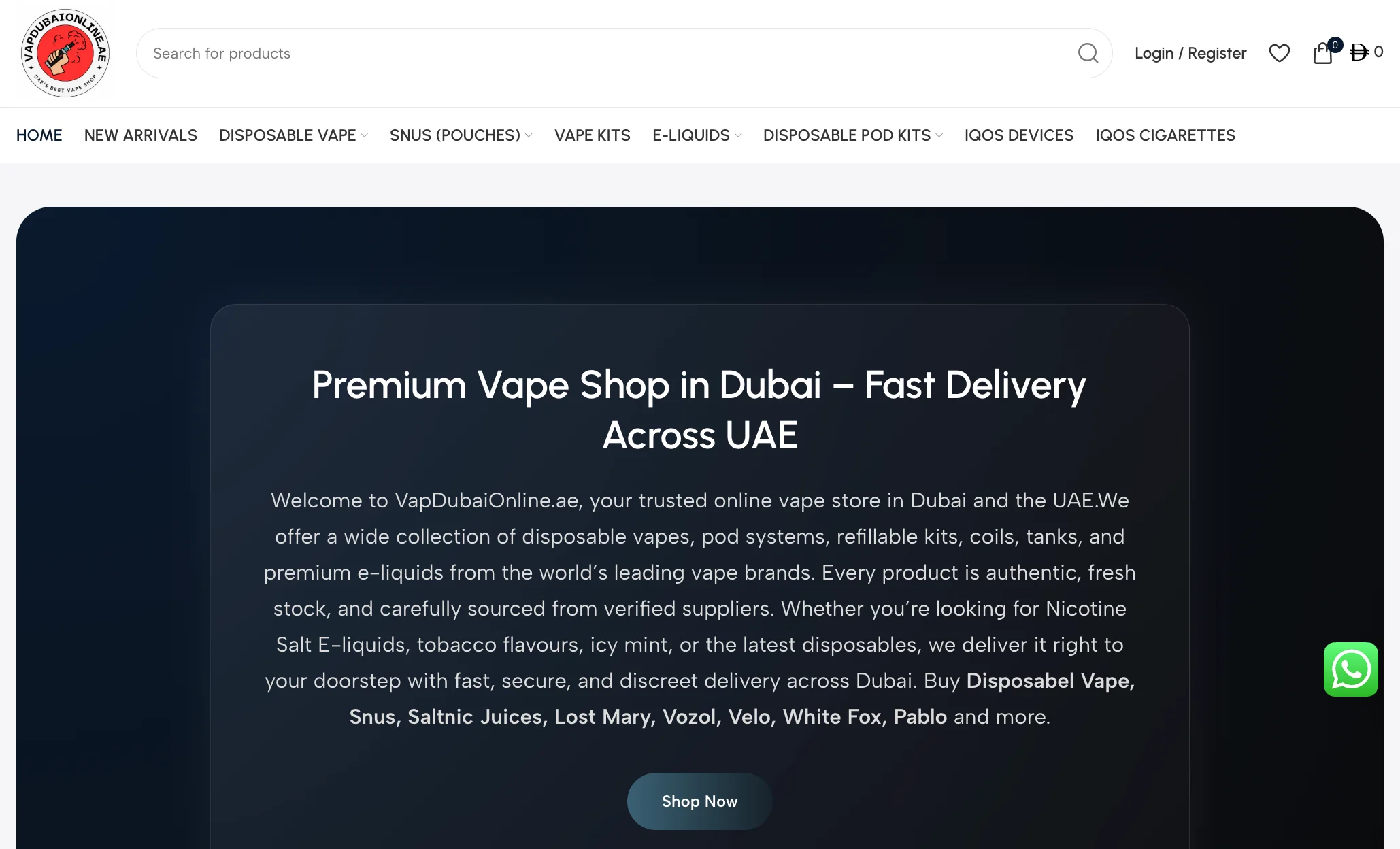 VapDubaiOnline website design project by Brandonic Dubai