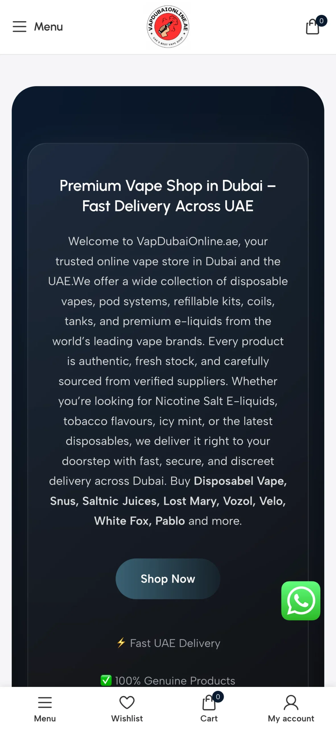 VapDubaiOnline website design project by Brandonic Dubai